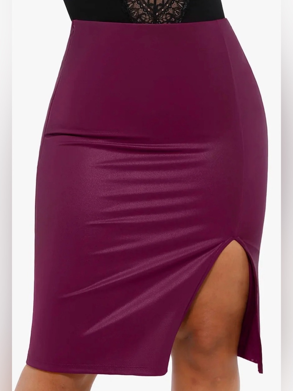 Popilush Plum High-Waist Pencil Skirt with Side Slit size XXL shape wear, NWT